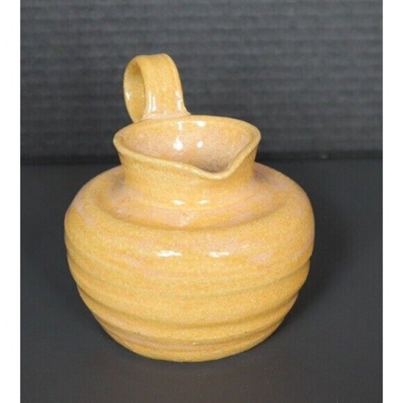 Rustic Yellow Organic Hand Thrown Art Pottery Pitcher signed Leni 3 - Picture 6 of 15